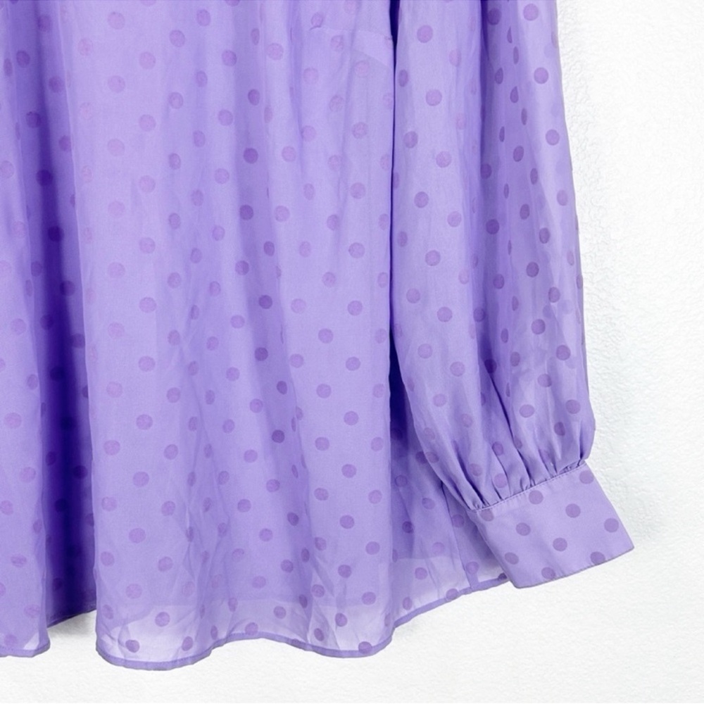 NWT Torrid Clip Dot polka dots lavender puff sleeve Long Stem Rose top SZ 1 NEW - Picture 5 of 10